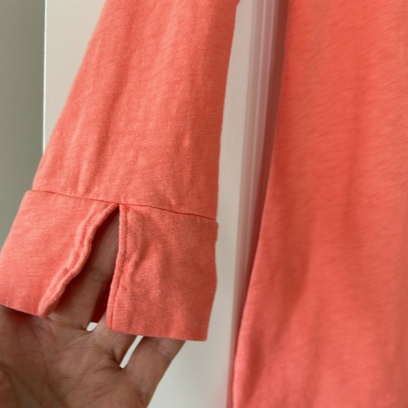 J Crew Slub Tee w Vented 3/4 Sleeves. Peach/Cantaloupe Color Size S Cotton - Picture 2 of 9